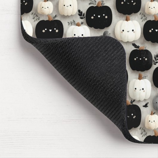 Cute Black and White Pumpkin Fall Pattern マウスパッド (コーナー)