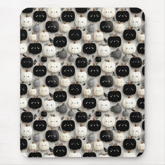 Cute Black and White Pumpkin Fall Pattern マウスパッド (正面)