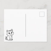 Cute Black and White Sitting Cat ポストカード (裏面)