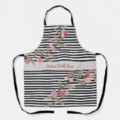 Cute Black And White Stripe エプロン (正面)