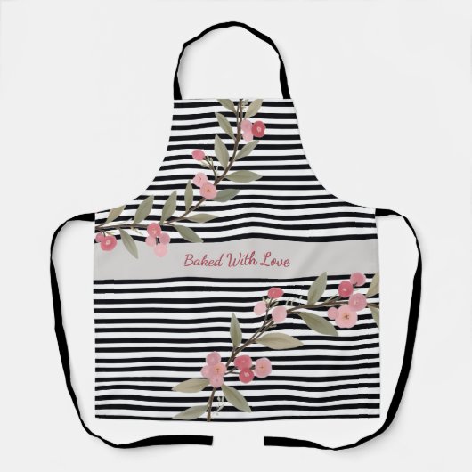 Cute Black And White Stripe エプロン (正面)