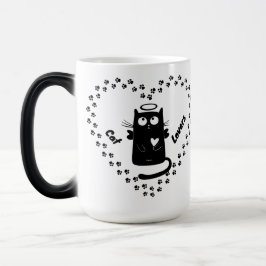 Cute Black Angel Cat Lovers Heart Mug モーフィングマグカップ