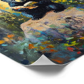 Cute Black Bear Reading a Book Poster ポスター (角)