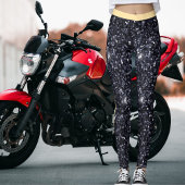 Cute Black Beige Sparkles Glitter Pattern Stripes レギンス