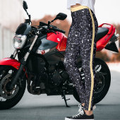 Cute Black Beige Sparkles Glitter Pattern Stripes レギンス