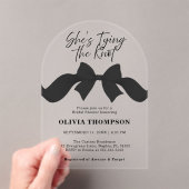 Cute Black Bow She's Tying the Knot Bridal Shower アクリル招待状 (インサイチュ (ポータブル))