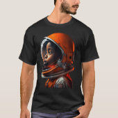 Cute Black Boy Wearing Spacesuit Tシャツ (正面)