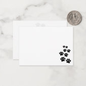 Cute Black Cartoon Pet Paw Trail ノートカード (正面/裏面インサイチュ)