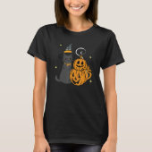 Cute Black Cat And Pumpkin Face Halloween Trendy C Tシャツ (正面)
