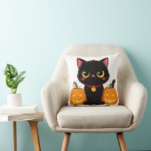 Cute Black Cat and Pumpkins Halloween クッション (椅子)