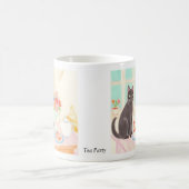 Cute Black Cat at Tea Party Mug コーヒーマグカップ (中央)