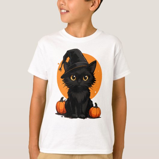 Cute Black Cat Cartoon T-Shirt | Funny Gift for Ca Tシャツ (正面)