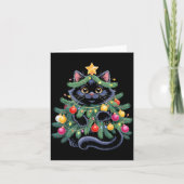 Cute Black Cat Christmas Tree Funny Kitten Lover X カード (正面)
