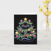 Cute Black Cat Christmas Tree Funny Kitten Lover X カード (黄色い花)