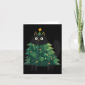 Cute Black Cat Christmas Tree Funny Kitten Lover X カード (正面)
