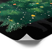 Cute Black Cat Christmas Tree Funny Kitten Lover X ポスター (角)