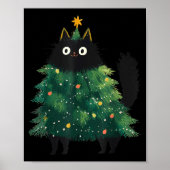 Cute Black Cat Christmas Tree Funny Kitten Lover X ポスター (正面)