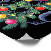 Cute Black Cat Christmas Tree Funny Kitten Lover X ポスター (角)