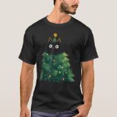 Cute Black Cat Christmas Tree Funny Kitten Lover X Tシャツ (正面)