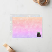 Cute Black Cat Colorful Watercolor Custom Blank ノートカード (正面/裏面インサイチュ)