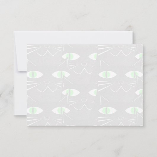 Cute Black Cat Custom Lined Monogram ノートカード (裏面)