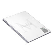 Cute Black Cat Custom Name Initial  ノートブック (右側)