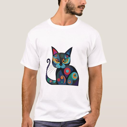 cute black cat design tシャツ (正面)