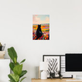 Cute Black Cat Enjoying Nature with Bicycle  ポスター (ホームオフィス)