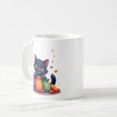 Cute Black Cat Halloween Candy Mug コーヒーマグカップ (正面左)
