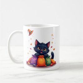 Cute Black Cat Halloween Candy Mug コーヒーマグカップ