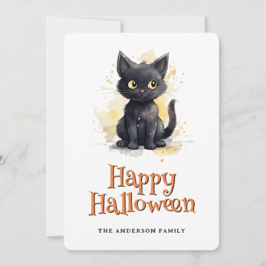 Cute Black Cat Halloween Card シーズンカード (正面)