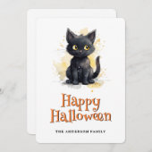 Cute Black Cat Halloween Card シーズンカード (正面/裏面)
