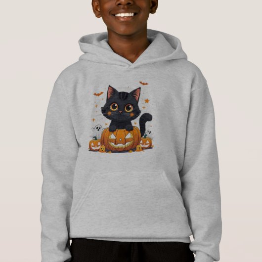 Cute Black Cat Halloween Kawaii Cat T-Shirt (正面)