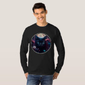 Cute Black Cat Hiding in Spring Flowers Aesthetic Tシャツ (正面フル)