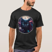 Cute Black Cat Hiding in Spring Flowers Aesthetic  Tシャツ (正面)