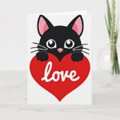 Cute Black Cat Love Heart Card カード (正面)