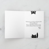 Cute Black Cat Meowy Christmas Greeting Card カード (内部)