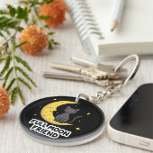 Cute Black Cat on Moon - Full Moon Friend キーホルダー (正面右)