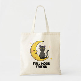 Cute Black Cat on Moon - Full Moon Friend トートバッグ