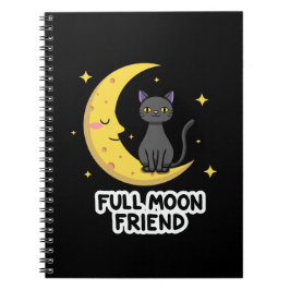 Cute Black Cat on Moon - Full Moon Friend ノートブック