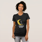 Cute Black Cat on Moon - Full Moon Friend Tシャツ (正面フル)