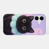 Cute Black Cat Pastel Halloween Case iPhone 16ケース (裏面横)