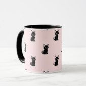 Cute Black Cat Pattern on Pastel Pink マグカップ (正面左)