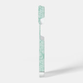 Cute Black Cat Peeking Kawaii Cartoon Mint Damask iPhoneケース (左側面)