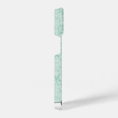 Cute Black Cat Peeking Kawaii Cartoon Mint Damask iPhoneケース (右側面)