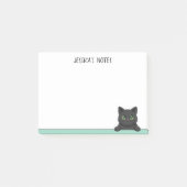 Cute Black Cat Peeking Mint Personalized ポストイット (正面)