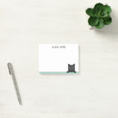 Cute Black Cat Peeking Mint Personalized ポストイット (オフィス)