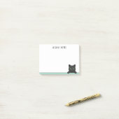 Cute Black Cat Peeking Mint Personalized ポストイット (デスク上)