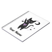 Cute Black Cat Personalized Notebook ノートブック (左側)
