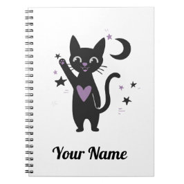 Cute Black Cat Personalized Notebook ノートブック